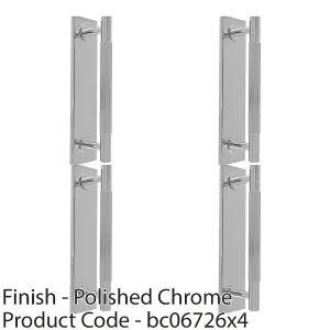 4 PACK - Lined Reeded Drawer Pull Handle & Matching Backplate Polished Chrome 168 x 40mm