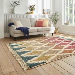 Multi Kilim Modern Easy to Clean Geometric DiningRoom Bedroom And Living Room Rug-120cm X 170cm