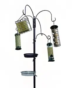 Redwood BF210 Deluxe Metal Bird Feeding Station with Hanging Feeder Trays for Nuts, Blocks and Seeds, Bath and Water Dish