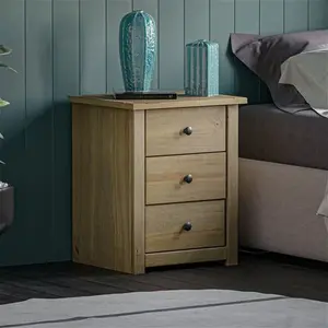 Somers 3 Drawer Solid Wood Bedside Table, Bedroom Storage Cabinet Brambly Cottage