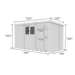 DIY Sheds 12x6 Pent Shed - Single Door Without Windows