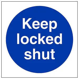 Keep Locked Shut Mandatory Safety Sign - Adhesive Vinyl - 100x100mm (x3)