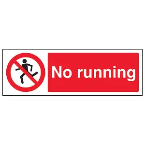 No Running - Prohibition Water Sign - Adhesive Vinyl - 600x200mm (x3)