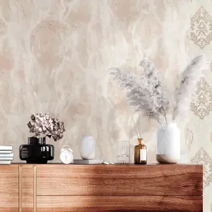 Galerie Opulence Pink Marble Texture Embossed Wallpaper