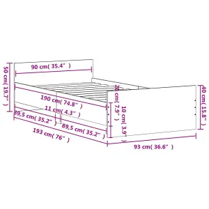 Berkfield Bed Frame Concrete Grey 90x190 cm Engineered Wood