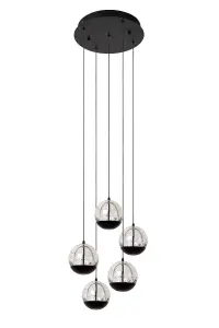 Lucide SENTUBAL - Pendant light - 35 cm - LED Dim. - 5x5,2W 2700K - Black