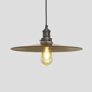 Industville Brooklyn Flat Pendant, 15 Inch, Brass, Pewter Holder