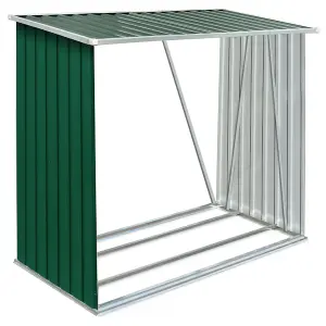 Garden Log Storage Shed Galvanised Steel 163x83x154 cm Green