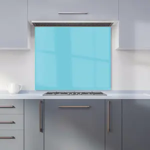 Sky Blue Premium Glass Kitchen Splashback W600mm x H750mm