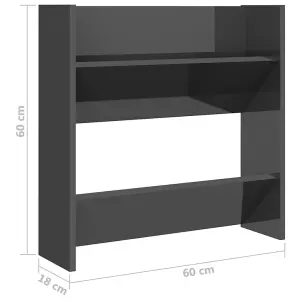 Berkfield Wall Shoe Cabinets 2 pcs High Gloss Grey 60x18x60 cm Engineered Wood