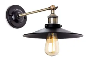 Luminosa Ashby 1 Light Indoor Dome Wall Light Black, Antique Brass, E27