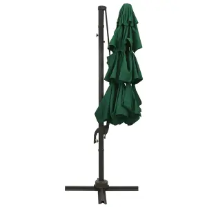 Berkfield 4-Tier Parasol with Aluminium Pole Green 3x3 m