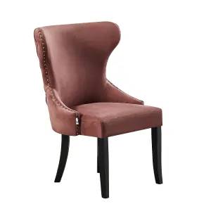 Single Mayfair Velvet Dining Chair Upholstered Dining Room Chairs, Pink