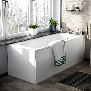 Nes Home Memphis 3-Piece Bathroom Suite White - Close Coupled Toilet, 750mm Basin Vanity Unit and Round Bath Tub