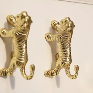 Melody Maison Set of 3 Gold Tiger Wall Hooks