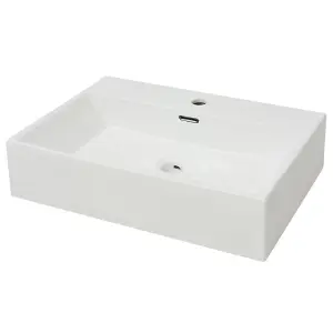 Berkfield Basin with Faucet Hole Ceramic White 60.5x42.5x14.5 cm