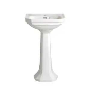 Heritage Upperton Gloss White D-shaped Wall-mounted Cloakroom Basin (H)80cm (W)49.5cm