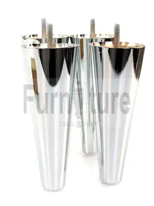 4 Replacment Metal Legs 180mm High Round Tapered Chrome Feet M8 Couch Chairs Sofa Footstool Bed