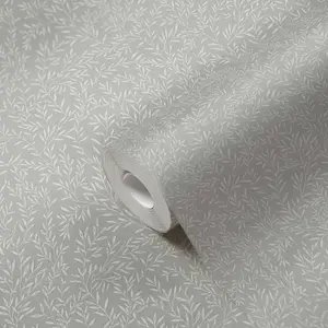 Galerie Maison Charme Silver Ditsy Leaf Motif Wallpaper Roll