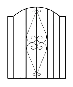 STIRA Scroll Low Bow Top Metal Garden Gate 880mm GAP x 942mm High HESB