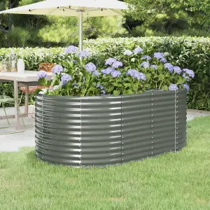 Berkfield Garden Planter Powder-coated Steel 175x100x68 cm Grey