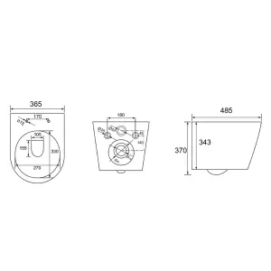 Gloss White Hidden Fixation Rimless Wall Hung Toilet Pan & 1.12m Concealed Cistern Frame WC Unit with Gloss White Flush Plate