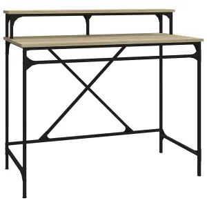 Berkfield Desk Sonoma Oak 100x50x90 cm Engineered Wood and Iron