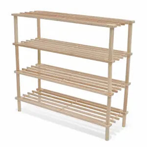 Berkfield 4-Tier Shoe Racks 2 pcs Solid Fir Wood