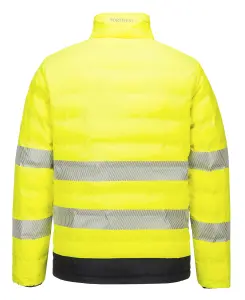 Portwest Heated Hi Viz Jacket Electric Tunnel Puffer Coat Yellow Hi Vis XL