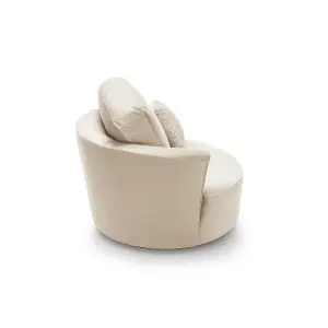 Chicago Velvet Swivel Chair in Cream