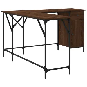 Berkfield Desk Brown Oak 141x141x75 cm Engineered Wood