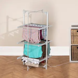 Daewoo 3 Tier Heated Airer Foldable Clothes Drying Rack 300W Energy Efficient