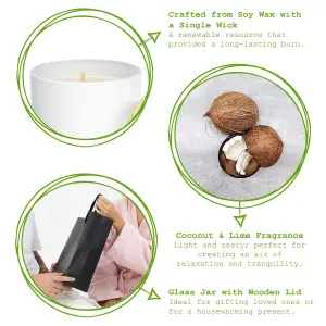 Nicola Spring White Soy Wax Scented Candle - 130g - Coconut & Lime