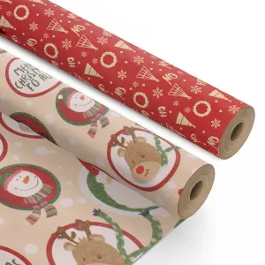 Kraft & Co 2 Pack Christmas Wrapping Paper Roll (Sleigh)