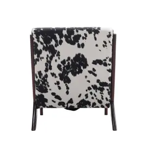 Wood Frame Black and White Spots Velvet Upholstered Recliner Chair Armchair