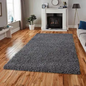 Dark Grey Shaggy Area Rug Elegant and Fade-Resistant Carpet Runner - 120x170 cm