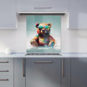 Splashart Bear In Glasses Kitchen Splashback