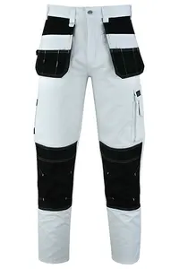 MS9 Men's Work Cargo Trousers Pants Jeans Comes with Multi Functional Pockets T5, White - 30W/34L