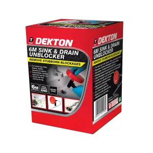 Dekton Sink & Drain Unblocker Clear Bend Blockage Extendable Flexible 6m X 6mm