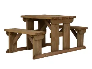 Abies wooden picnic bench and table set, outdoor dining set (4ft, Rustic brown)