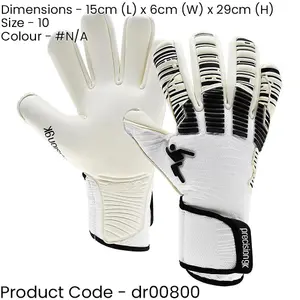 Size 10 Professional ADULT Goal Keeping Gloves - ELITE 2.0 Black & White Keeper