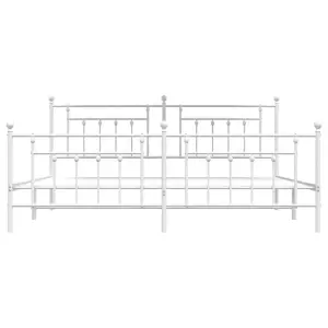 Berkfield Metal Bed Frame with Headboard and Footboard White 193x203 cm