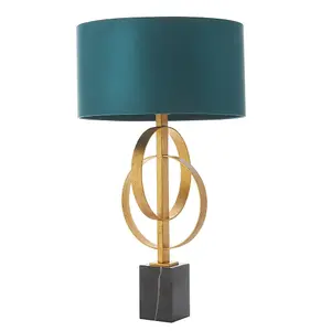 Luminosa Trento Table Lamp Antique Gold Leaf & Teal Satin Fabric