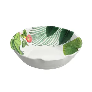 Purely Home Tropical Floral Melamine Low Bowls - Set of  2