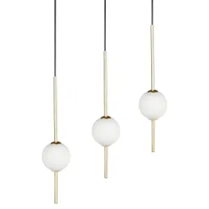 3 Light Metal LED Pendant Lamp Gold SHANNON