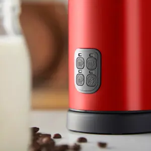 MisterChef Large Red Fast 550W Automatic Milk Frother, Hot & Cold Milk Functionality, 240ml Milk Heating / 115ml Milk Frothing