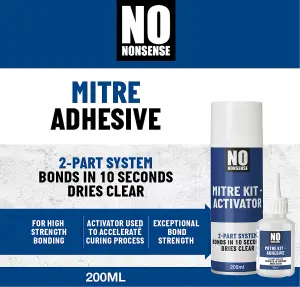 No Nonsense Transparent Mitre adhesive 200ml 50g, Set of 2