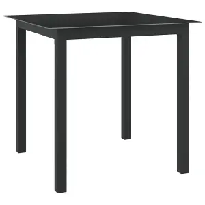 Berkfield Garden Table Black 80x80x74 cm Aluminium and Glass