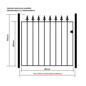 SAXA Spear Top Metal Garden Gate 1067mm GAP x 950mm High SAZP05/5