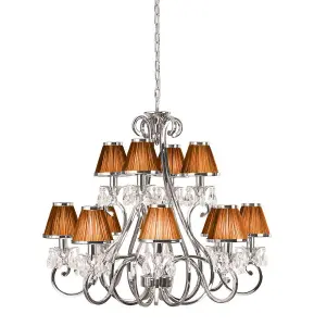 Luminosa Oksana 12 Light Multi Arm Chandelier Polished Nickel Plate Finish, E14